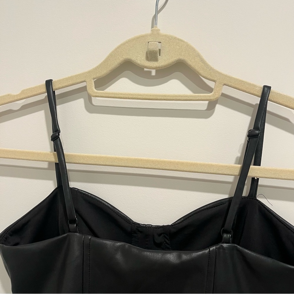 Express XS Black Body Contour Faux Leather Corset Cropped Top - Picture 6 of 8